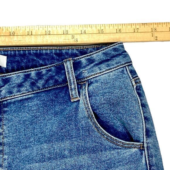 Arula High-Rise Jeans Sz 10 Blue Distressed Split Flare Leg Smart Casual Denim - Picture 10 of 15